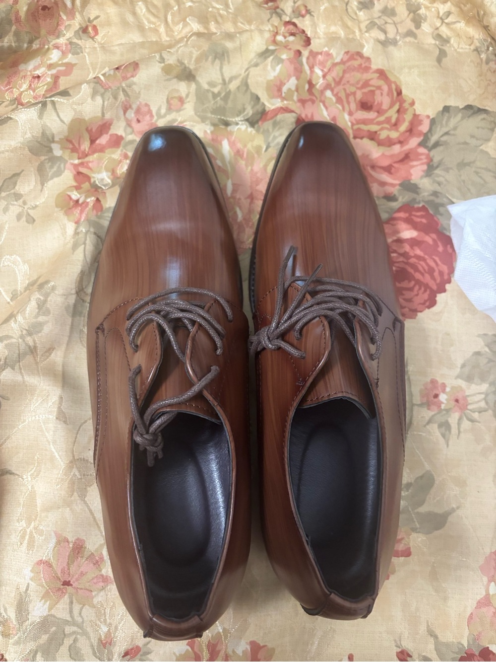 Men's Brown Leather Lace-Up Derby Dress Shoes